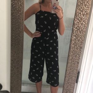Black floral Capri length jumpsuit
